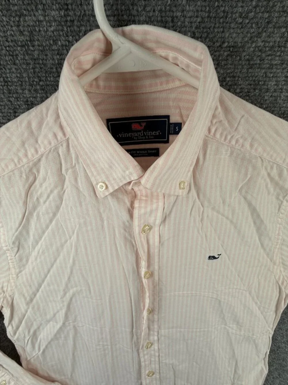 Vineyard Vines Slim Fit Whale Shirt Men Small Pink Striped Cotton Button Up